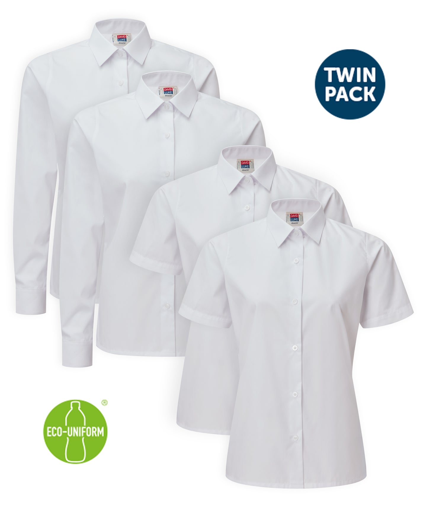 Girls 2-Pack Premium Eco Blouses - White
