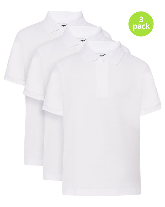 3-Pack Easy Care Plain White School Polos