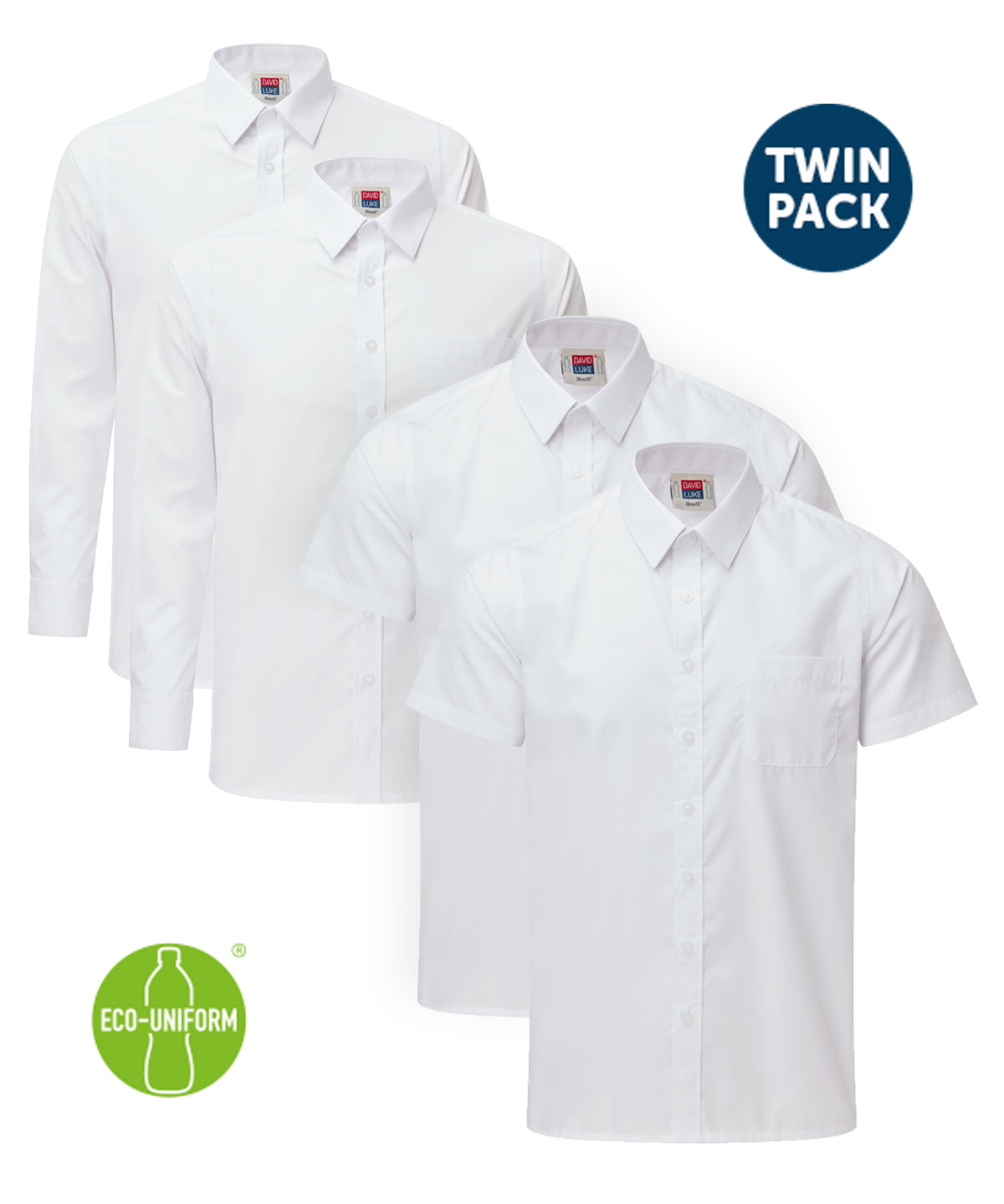 Boys 2-Pack Premium Eco Shirts - White