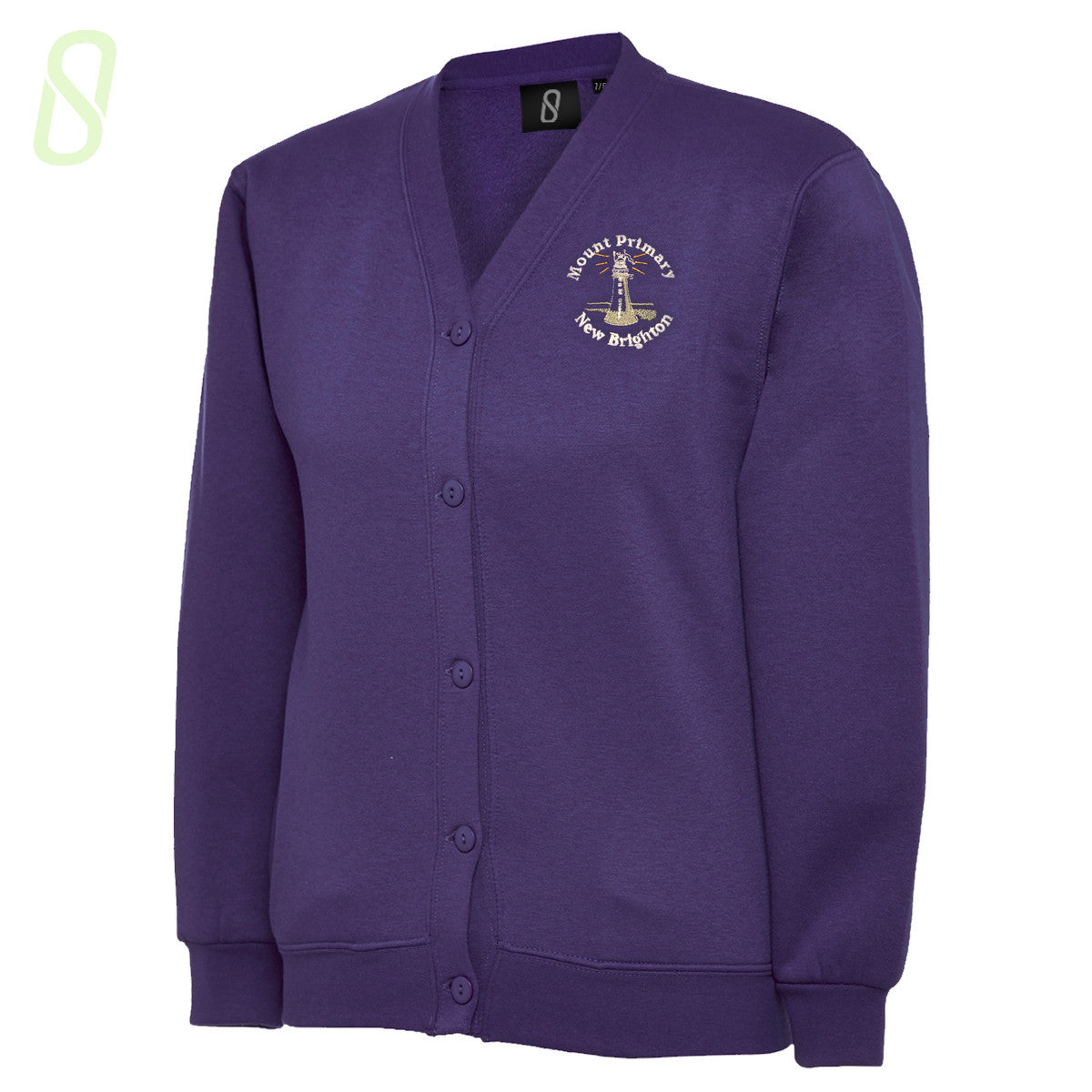 Mount Primary School Cardigan, purple sweatshirt cardigan with pockets - The Schoolwear Outlet - Shop Now