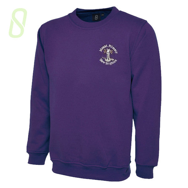 Mount Primary School Crew Neck Jumper, Purple Round Neck Sweatshirt - The Schoolwear Outlet - Shop Now