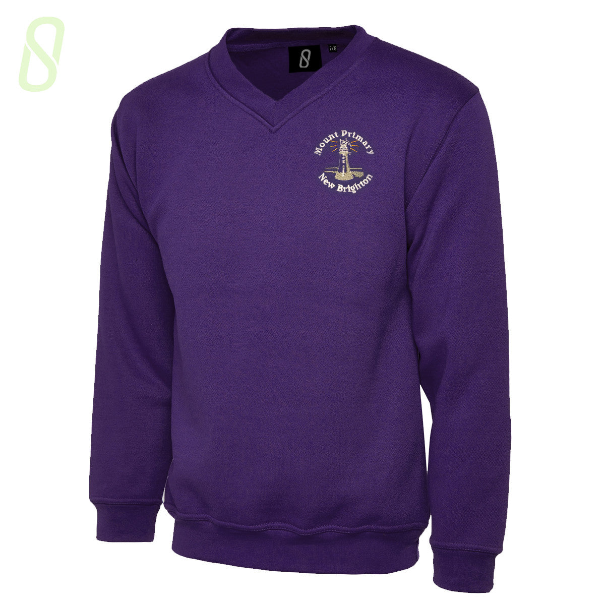 Mount Primary School V-Neck Jumper, Purple V-Neck Sweatshirt - The Schoolwear Outlet - Shop Now